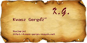 Kvasz Gergő névjegykártya